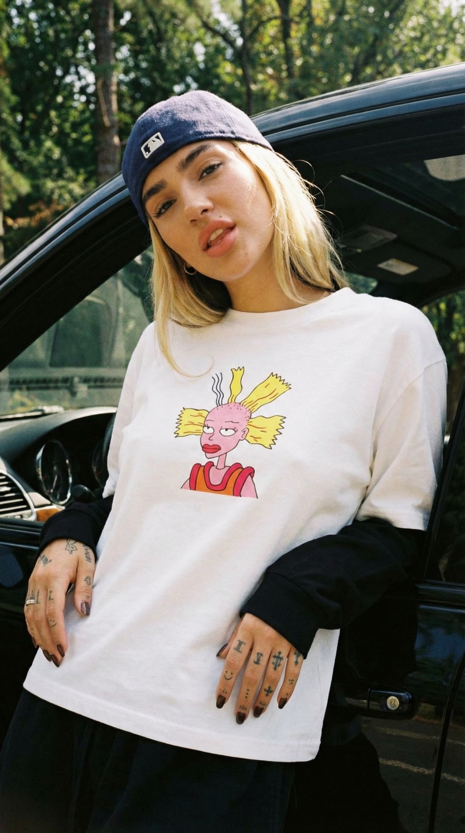 Cynthia Rugrats Layered Contrast Sleeve Cotton T-Shirt