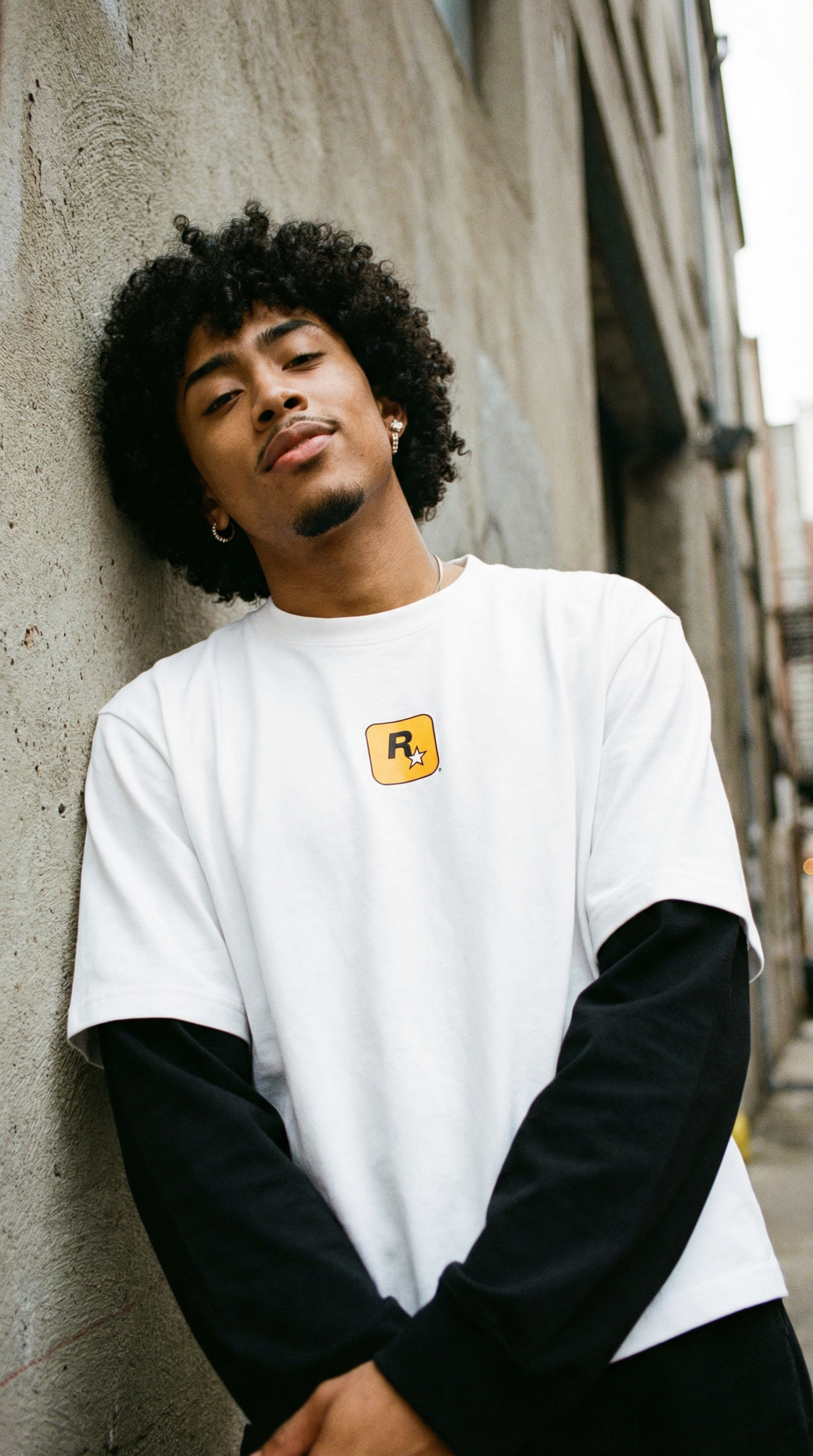 Rockstar GTA San Andreas Layered Contrast Sleeve Cotton T-Shirt