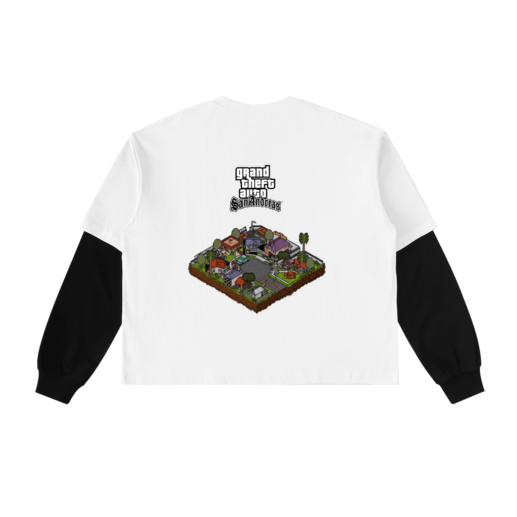 Rockstar GTA San Andreas Layered Contrast Sleeve Cotton T-Shirt
