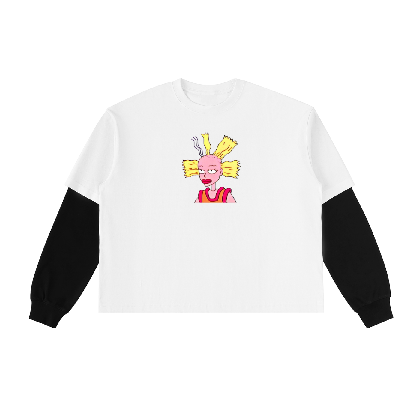 Cynthia Rugrats Layered Contrast Sleeve Cotton T-Shirt