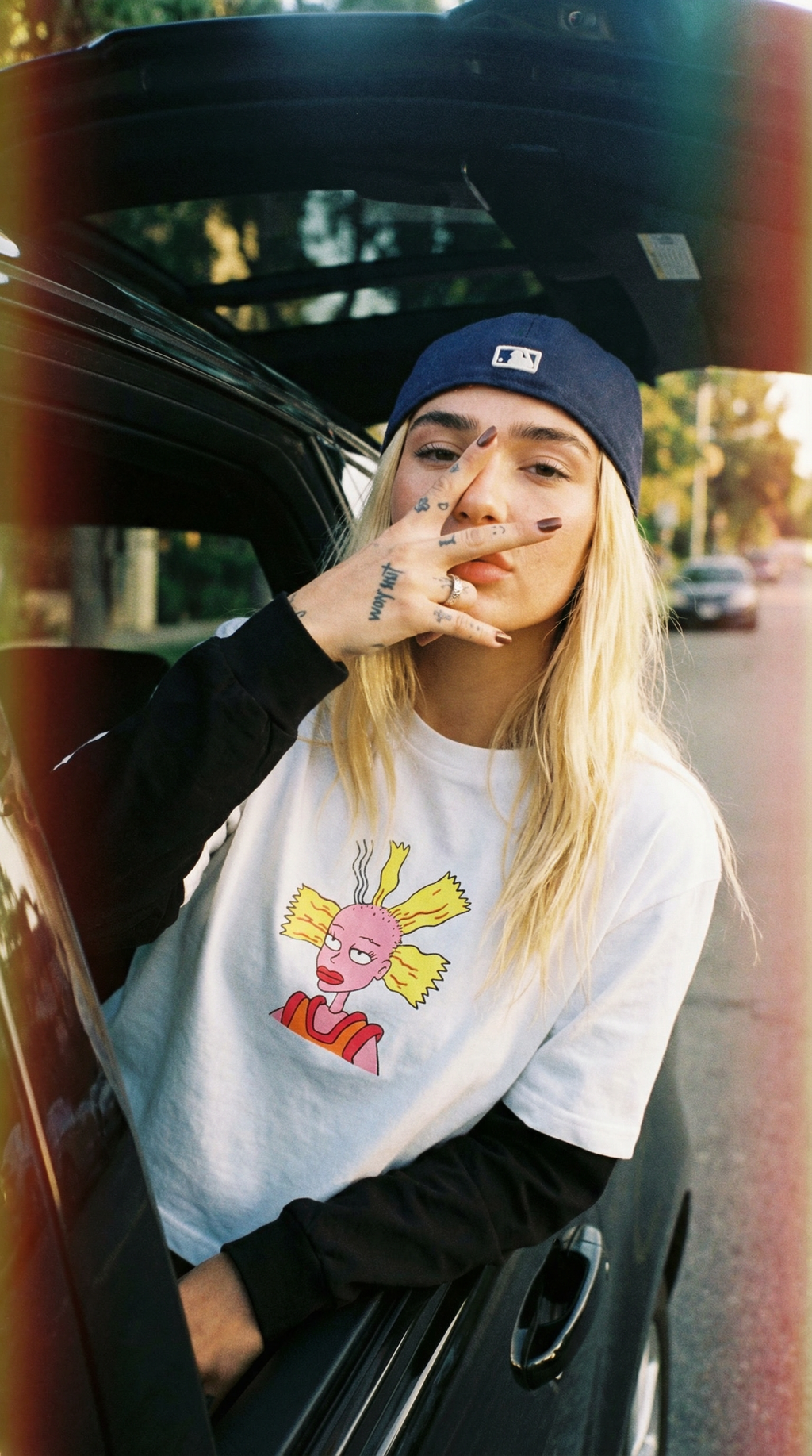 Cynthia Rugrats Layered Contrast Sleeve Cotton T-Shirt