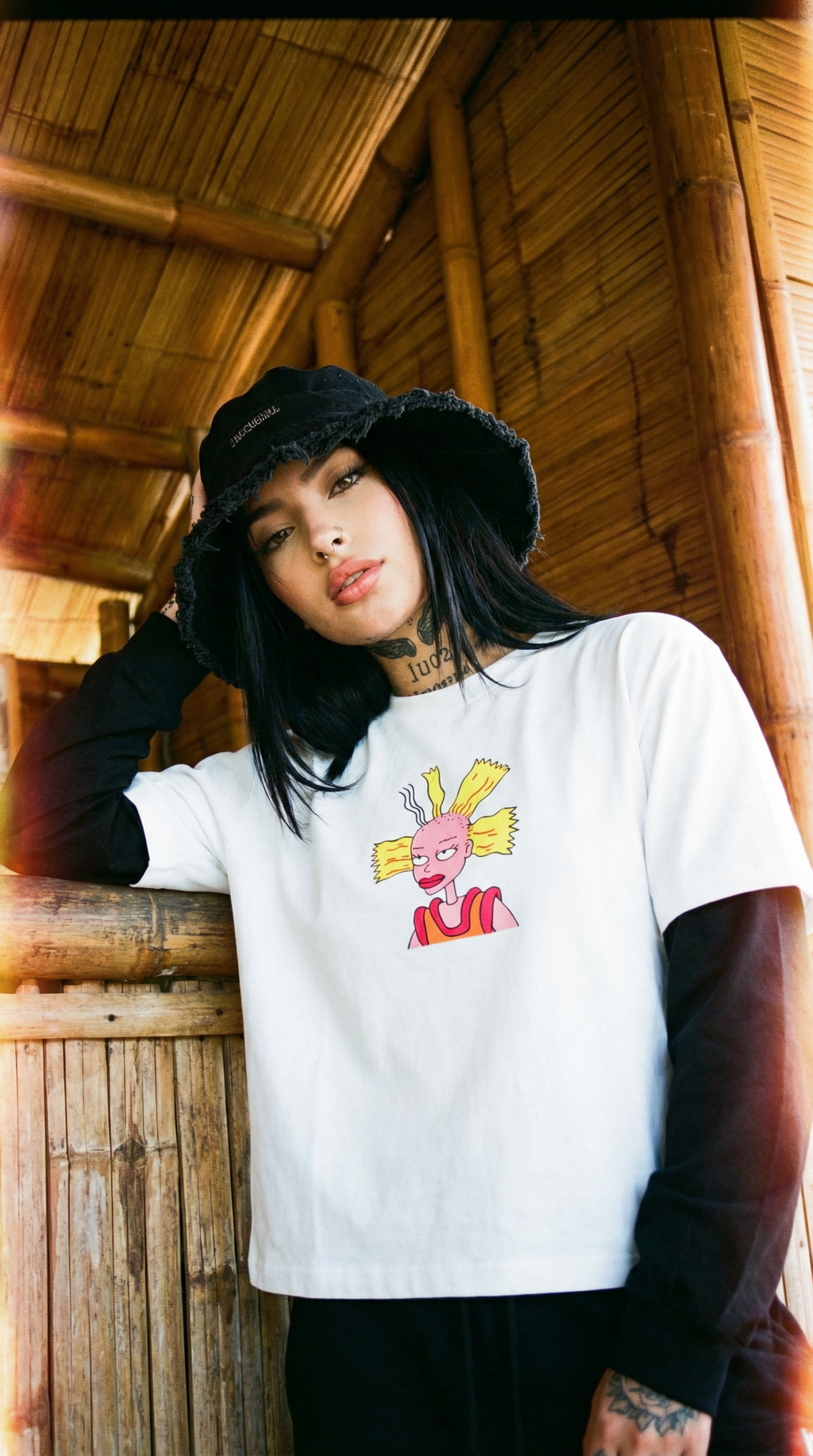 Cynthia Rugrats Layered Contrast Sleeve Cotton T-Shirt