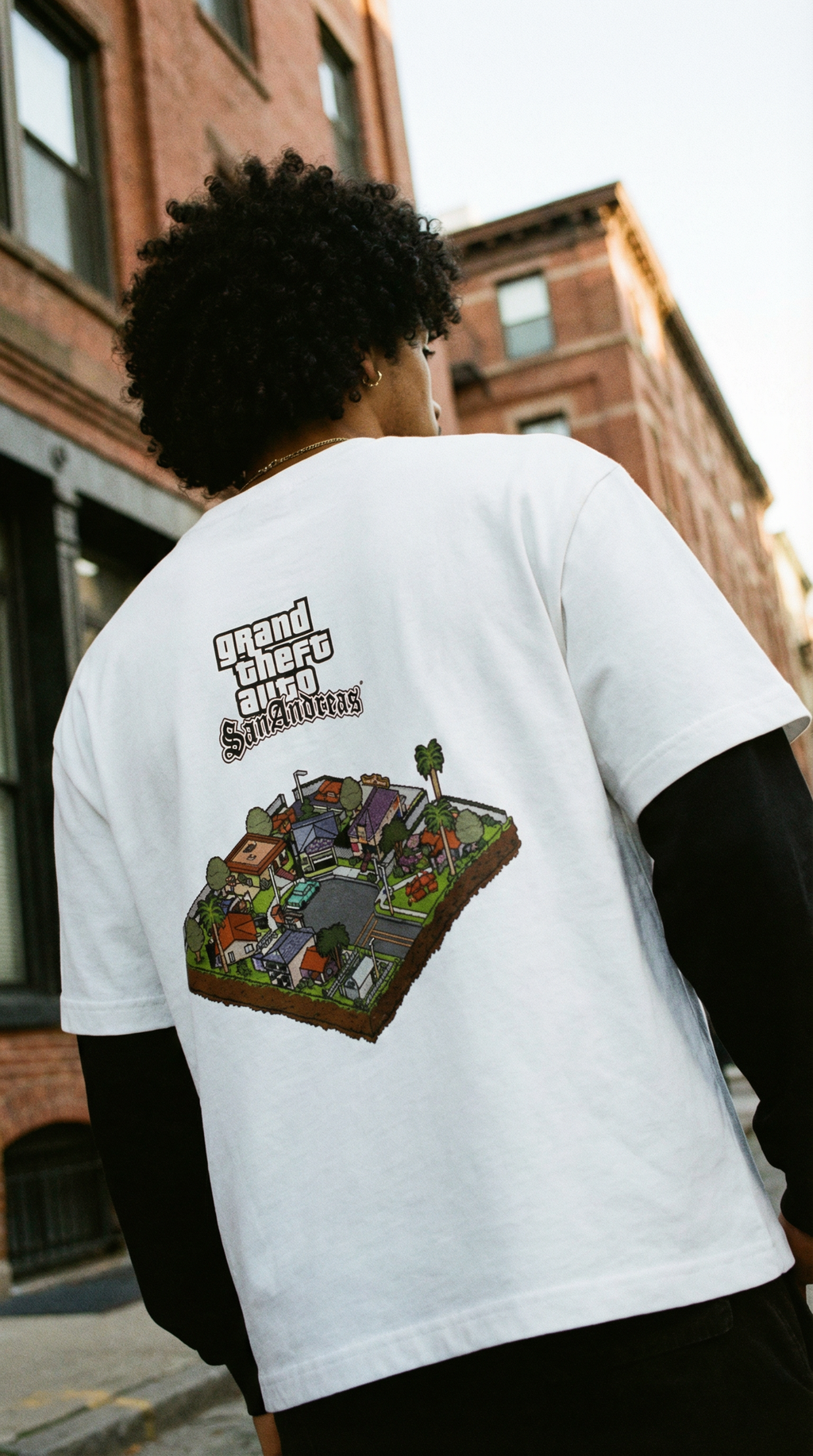 Rockstar GTA San Andreas Layered Contrast Sleeve Cotton T-Shirt