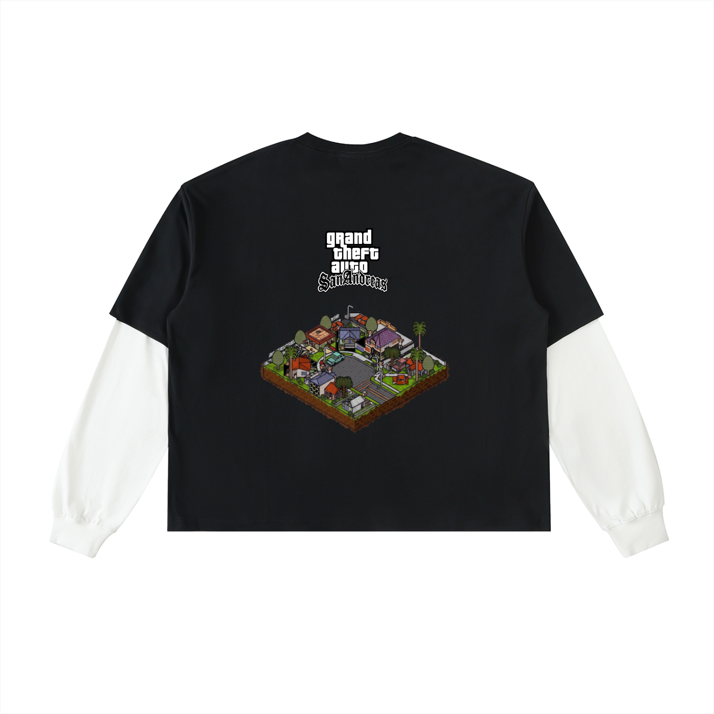 Rockstar GTA San Andreas Layered Contrast Sleeve Cotton T-Shirt