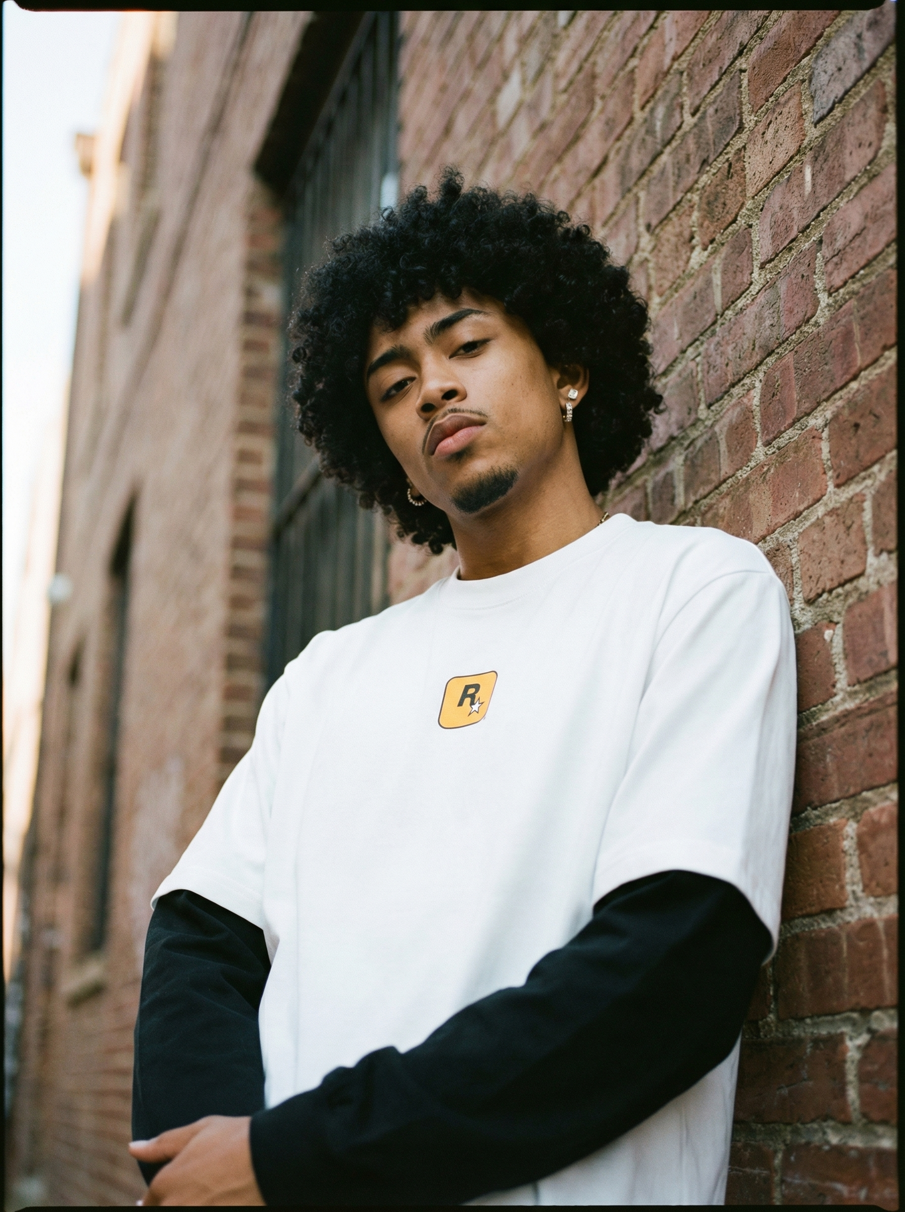 Rockstar GTA San Andreas Layered Contrast Sleeve Cotton T-Shirt