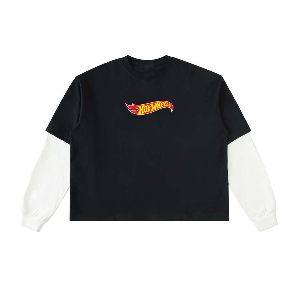 Hot Wheels Layered Contrast Sleeve Cotton T-Shirt