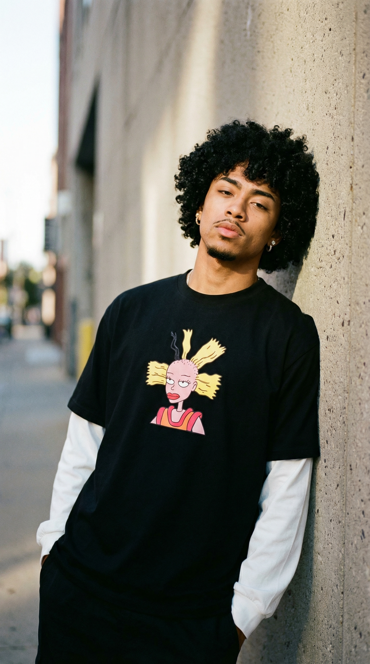 Cynthia Rugrats Layered Contrast Sleeve Cotton T-Shirt