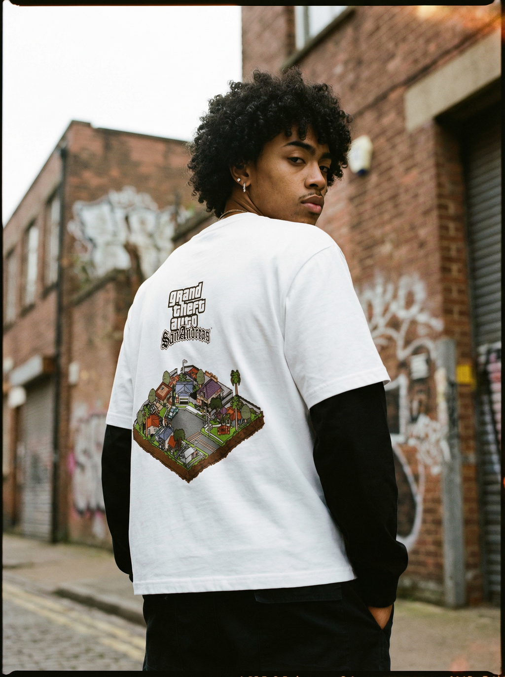 Rockstar GTA San Andreas Layered Contrast Sleeve Cotton T-Shirt