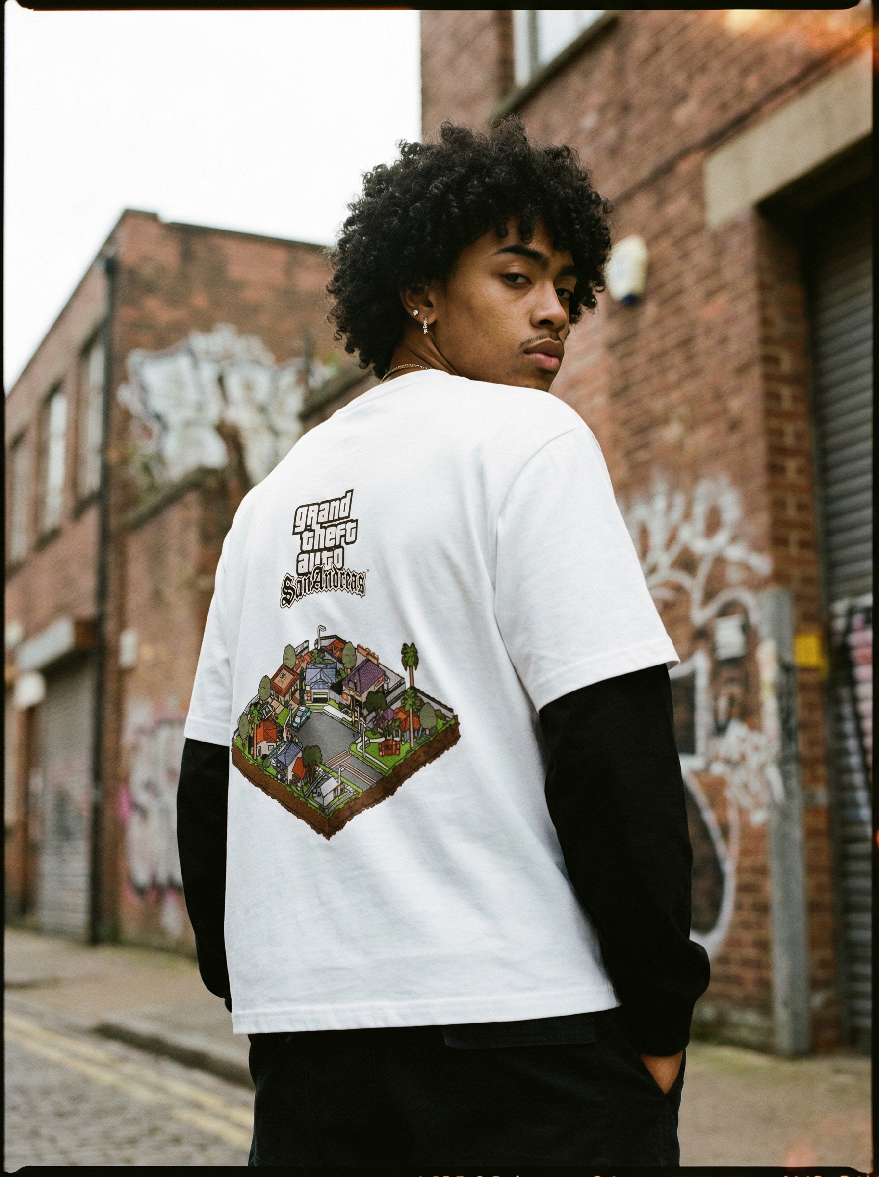 Rockstar GTA San Andreas Layered Contrast Sleeve Cotton T-Shirt