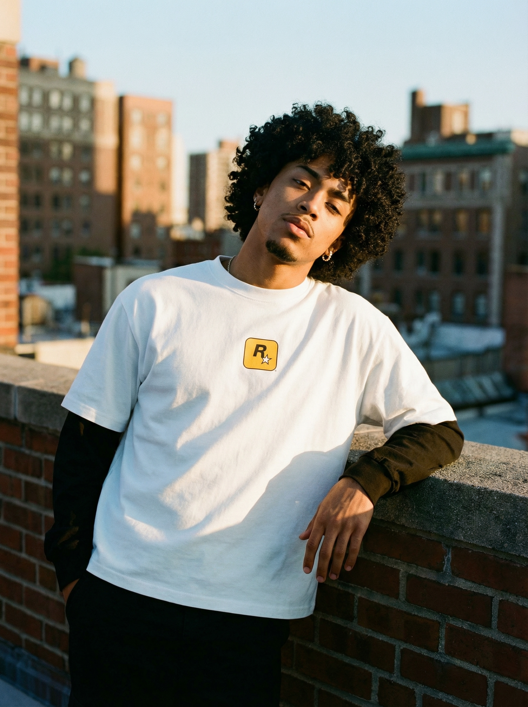 Rockstar GTA San Andreas Layered Contrast Sleeve Cotton T-Shirt